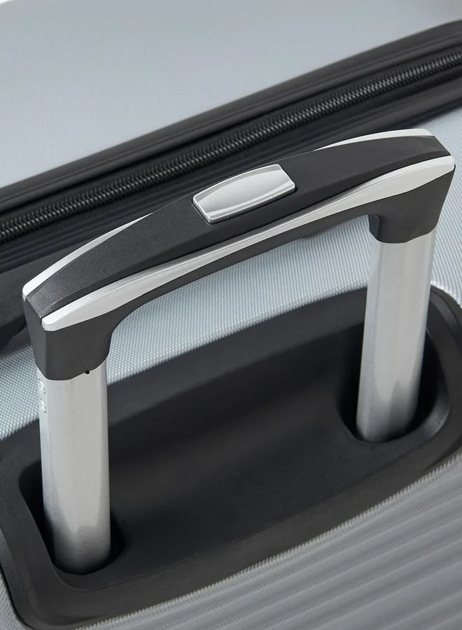 Wave SILVER Textured Hardcase Luggage Trolley With Retractable Handle - 20 Inches Cabin Bag  | Best Price UAE