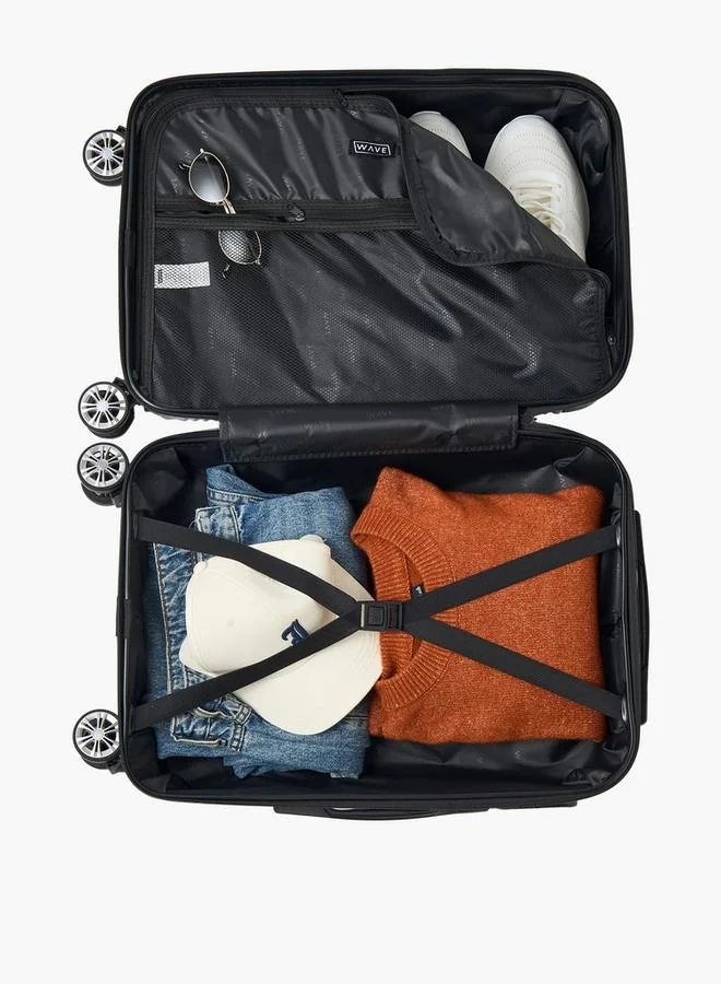 Wave SILVER Textured Hardcase Luggage Trolley With Retractable Handle - 20 Inches Cabin Bag  | Best Price UAE