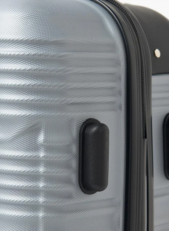 Wave SILVER Textured Hardcase Luggage Trolley With Retractable Handle - 20 Inches Cabin Bag  | Best Price UAE