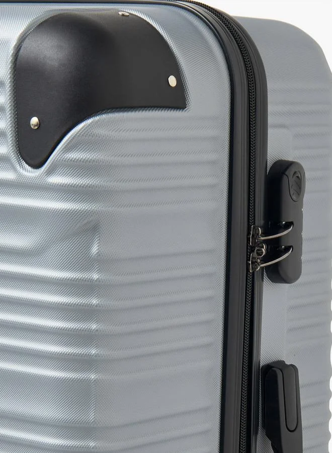 Wave SILVER Textured Hardcase Luggage Trolley With Retractable Handle - 20 Inches Cabin Bag  | Best Price UAE