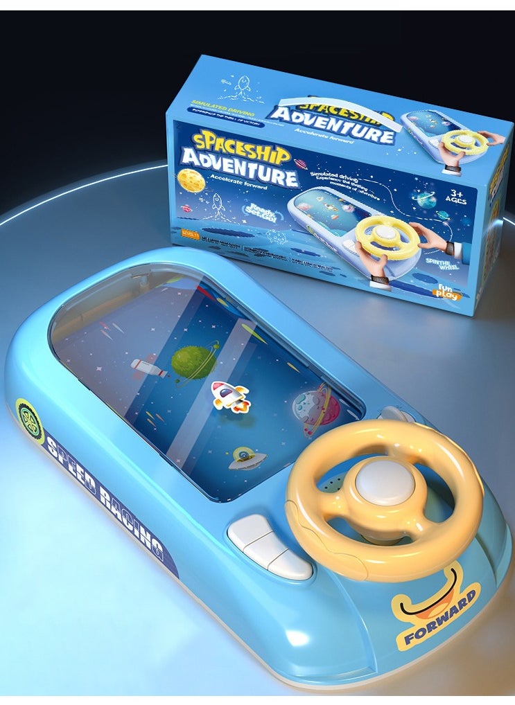 Generic - Steering Wheel Game Toys for Kids Simulated Driving Racing Car Game with Musical Interactive Educational Learning Racing Desktop Game Sensory Toy for Young Children (Spaceship) - Image 1