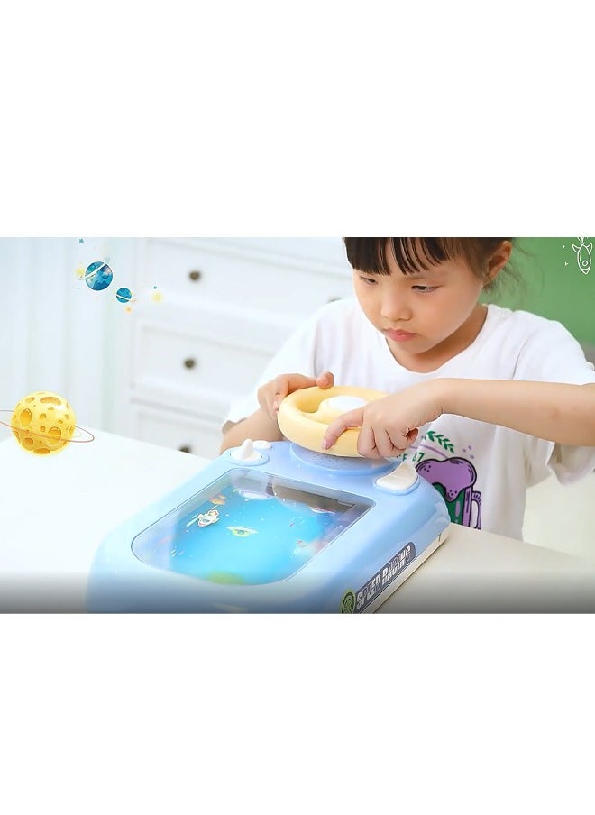 Generic - Steering Wheel Game Toys for Kids Simulated Driving Racing Car Game with Musical Interactive Educational Learning Racing Desktop Game Sensory Toy for Young Children (Spaceship) - Image 1