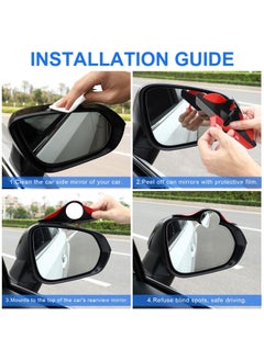 RATSAW 2-Piece Blind Spot Mirror Set Car Blind Spot Mirror with Side Mirror Rain Guard, Carbon Fiber 2-in-1 Rear View Rain Mirror Covers, 360 Drgree Adjustable Convex Mirror  - Image 3