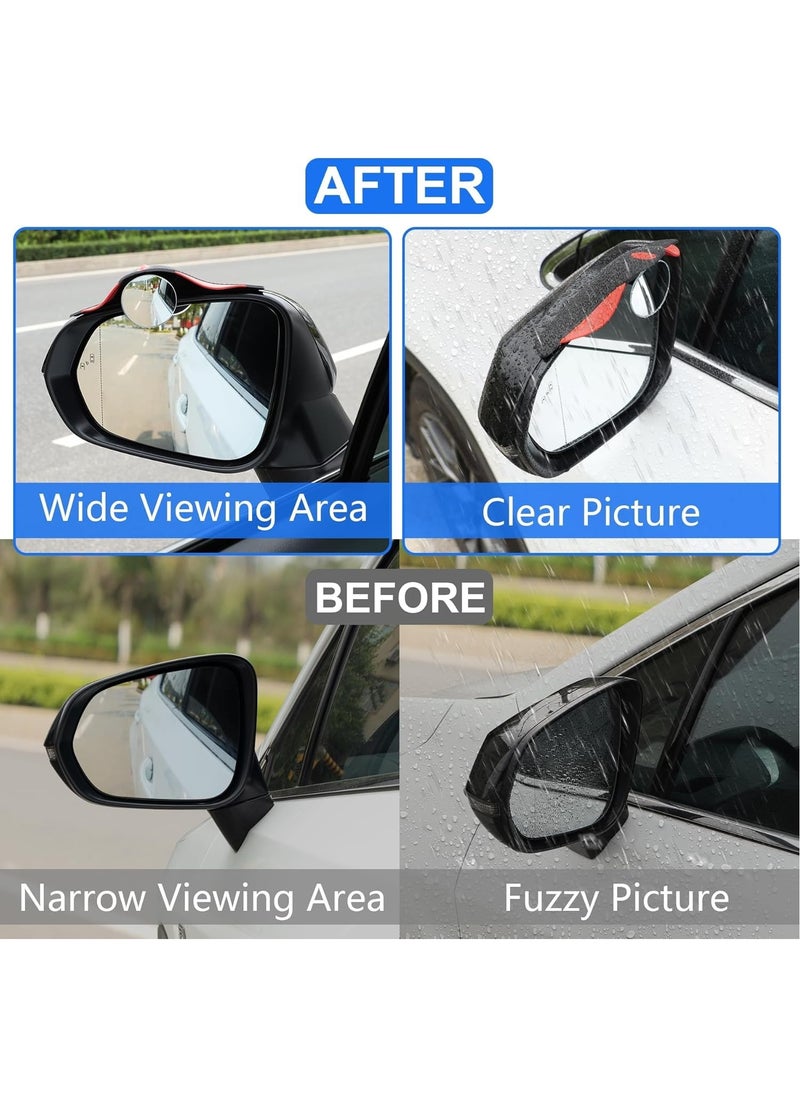 RATSAW - 2-Piece Blind Spot Mirror Set Car Blind Spot Mirror with Side Mirror Rain Guard, Carbon Fiber 2-in-1 Rear View Rain Mirror Covers, 360 Drgree Adjustable Convex Mirror - Image 1