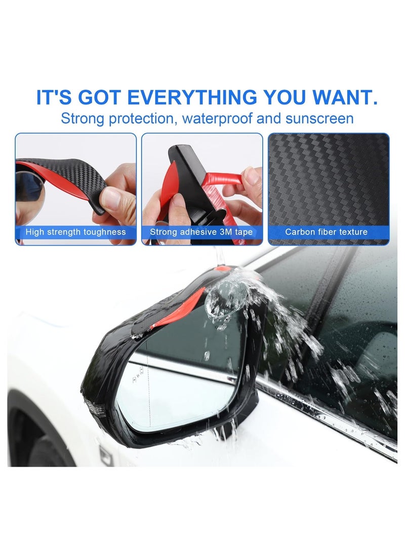 RATSAW - 2-Piece Blind Spot Mirror Set Car Blind Spot Mirror with Side Mirror Rain Guard, Carbon Fiber 2-in-1 Rear View Rain Mirror Covers, 360 Drgree Adjustable Convex Mirror - Image 1
