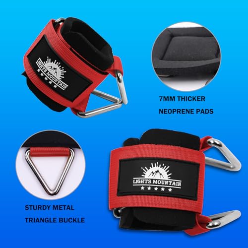 Lights Mountain 1 Pair Adjustable Wrist Cuffs Neoprene Padded Straps for Cable Machines Strength Training Equipment - Image 3