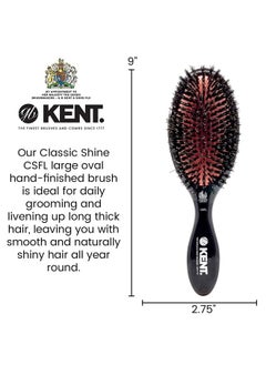 KENT Ent Csfl Classic Shine Large Oval Cushion Straightening Brush And Hair Detangler Natural Black Boar Bristle Hair Brush Shine Hair Brush And Scalp Scrubber For Long Thick Hair + Hairbrush Cleaner  - Image 3