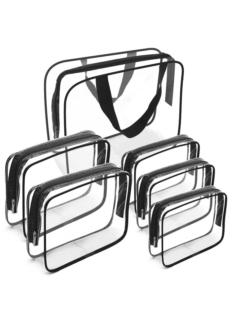 APREUTY - APREUTY Clear Makeup Bags, TSA Approved 6 Pcs Cosmetic Makeup Bags Set Clear PVC with Zipper Handle Portable Travel Luggage Pouch Airport Airline Vacation Organization (Clear) - Image 1