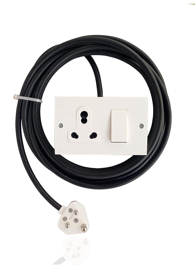 Generic 515 Amp Electric Extension Board for Heavy Duty with 3 Meter Long Copper Lead 3 Pin Lead 15 mm Lead1800 watt Plug 5 Amp 5 Amp to 15 Amp  - Image 1