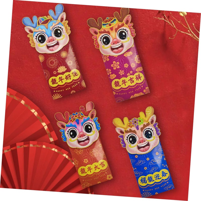 12 Pcs Chinese Red Envelopes For Year Dragon Lucky Money Bags Spring Festival - Image 4