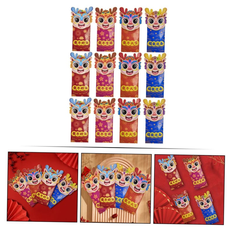 12 Pcs Chinese Red Envelopes For Year Dragon Lucky Money Bags Spring Festival - Image 5
