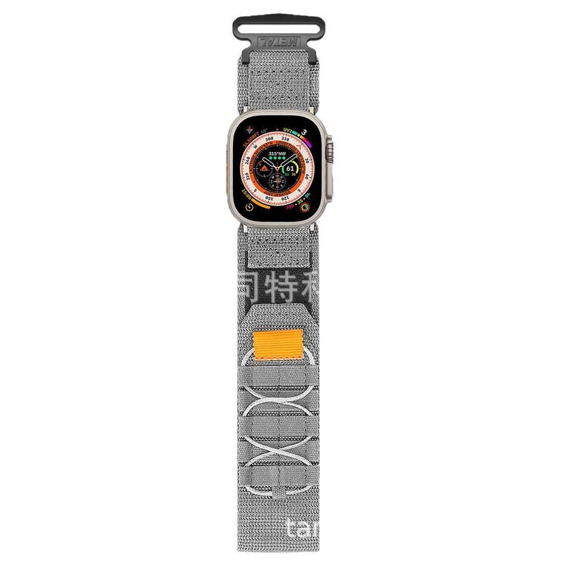 Adjustable Loop Strap Smartwatch Band Compatible with Apple Watch 38 40 41 42 44 45 49mm with Fit Replacement Strap in Gray in Nylon - Image 1