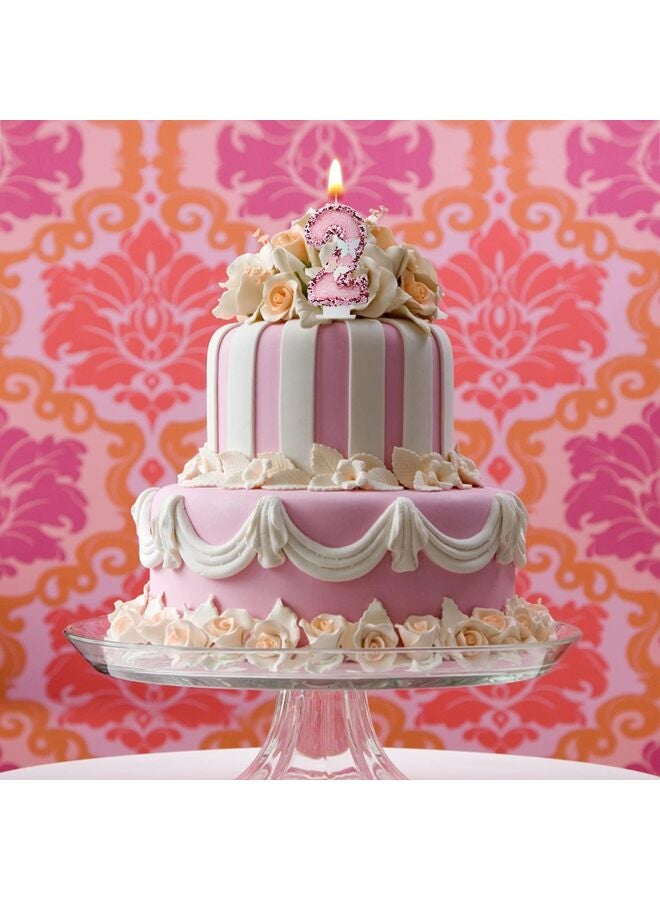 LAMAY Birthday Number Candles, Glitter Number Candles Pink Butterfly Birthday Candles Cake Topper with Sequins for Anniversary Celebrations Supplies (Number 2) - Image 3
