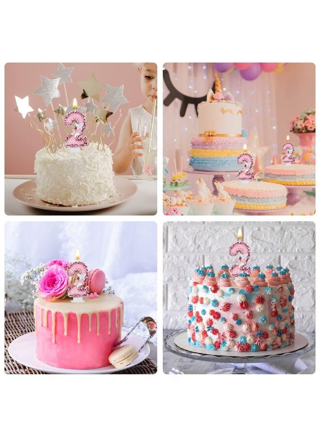LAMAY Birthday Number Candles, Glitter Number Candles Pink Butterfly Birthday Candles Cake Topper with Sequins for Anniversary Celebrations Supplies (Number 2) - Image 5