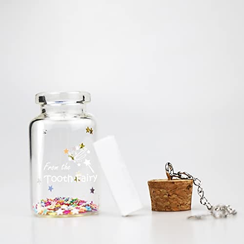 free-space Tooth Fairy Letter with Keepsake Box Tooth Lost Memorial Bottle Gift Boy or Girl Shiny Star with Message Cloth (Bottle) - Image 2