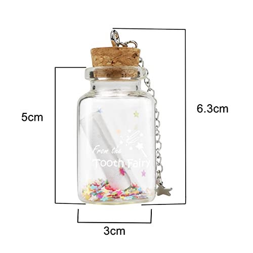 free-space Tooth Fairy Letter with Keepsake Box Tooth Lost Memorial Bottle Gift Boy or Girl Shiny Star with Message Cloth (Bottle) - Image 3
