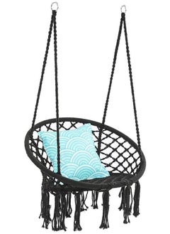 DubaiGallery Round Hammock Chair Outdoor Indoor Dormitory Bedroom Children Adult Swing Hanging Single Safety Hammock (Color : Black)  - Image 4