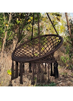 DubaiGallery Round Hammock Chair Outdoor Indoor Dormitory Bedroom Children Adult Swing Hanging Single Safety Hammock (Color : Black)  - Image 1