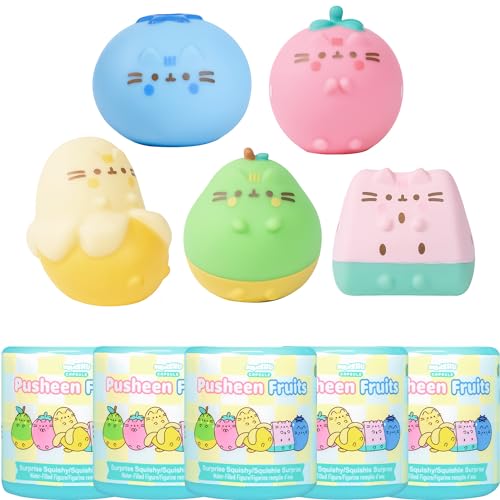 Hamee Pusheen The Cat Surprise Blind Capsule Fruits Series Cute Water Filled Squishy Toy Birthday Gift Bags Party Favors Gift Basket Filler Stress Relief Toys All 5 Styles 5 Pc - Image 1