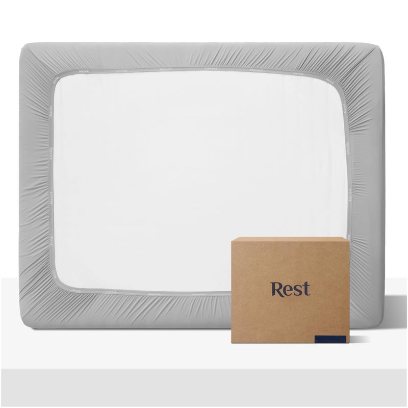 Rest REST Evercool+ Fitted Sheet  CaliKing Size  Light Gray  15"" Deep (up to 18)  Breathable Bedding for Hot Sleeper and Night Sweats  Bed Sheet with Ionic+ Self-Cleaning Silver Yarn for Sensitive Skin  - Image 1