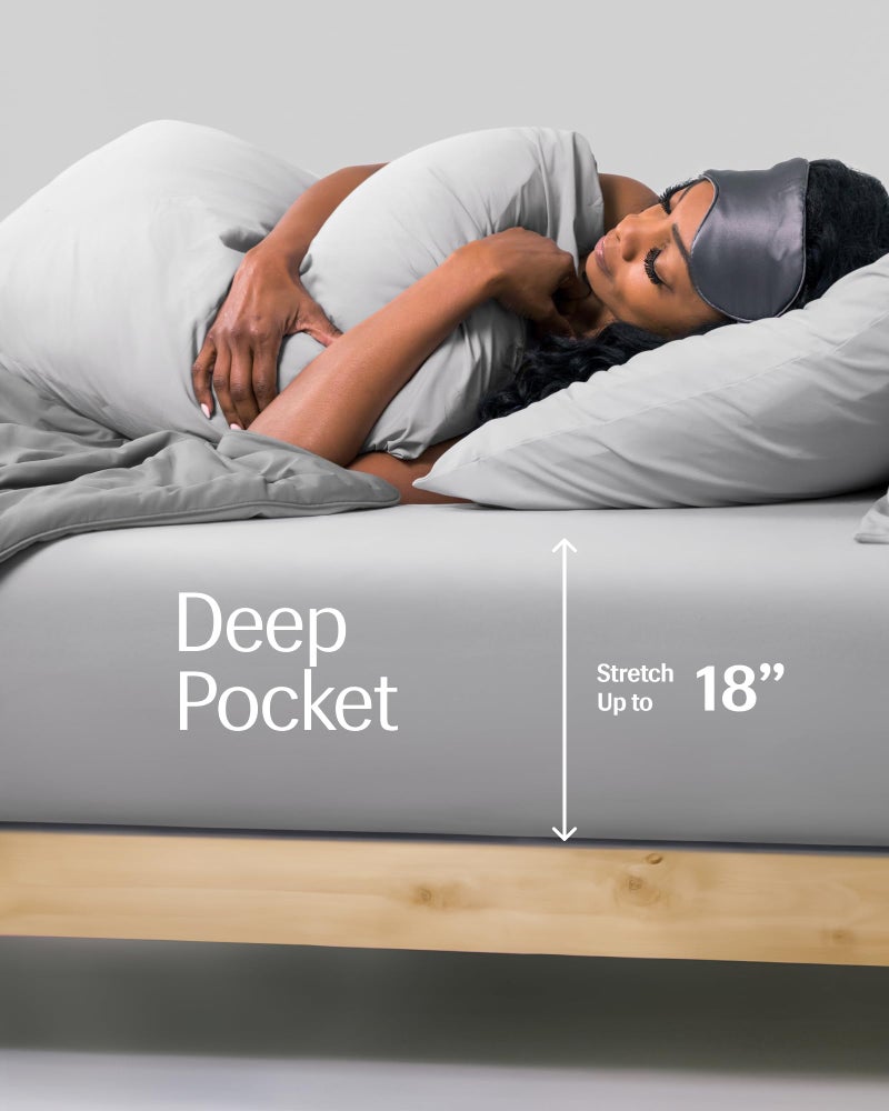 Rest REST Evercool+ Fitted Sheet  CaliKing Size  Light Gray  15"" Deep (up to 18)  Breathable Bedding for Hot Sleeper and Night Sweats  Bed Sheet with Ionic+ Self-Cleaning Silver Yarn for Sensitive Skin  - Image 4