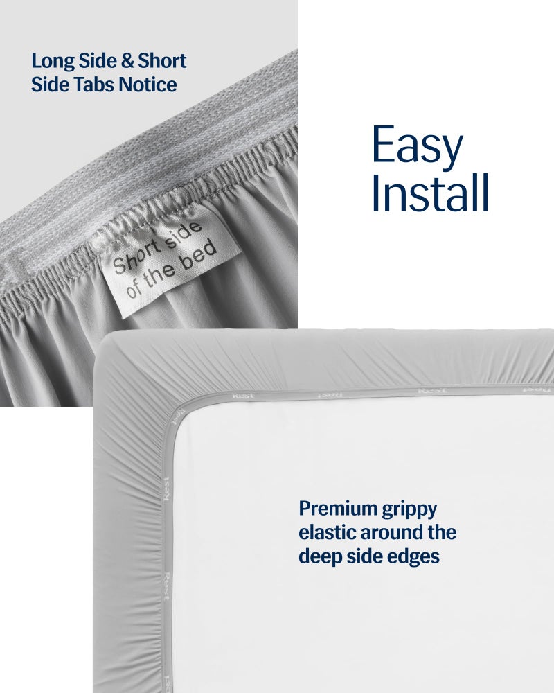 Rest REST Evercool+ Fitted Sheet  CaliKing Size  Light Gray  15"" Deep (up to 18)  Breathable Bedding for Hot Sleeper and Night Sweats  Bed Sheet with Ionic+ Self-Cleaning Silver Yarn for Sensitive Skin  - Image 3