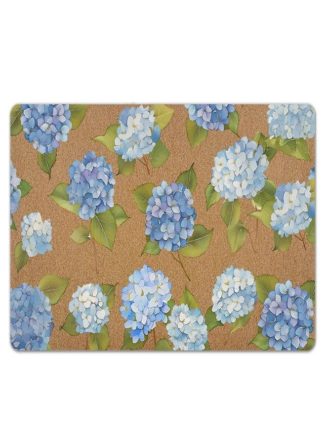 KFXHANGD Blue Hydrangea Floral Door Mat, Hydrangea Flower Decorative Front Door Mat Outside Entrance, Blue Hydrangeas Artificial Coir Doormat Rugs for Indoor Porch Patio Entryway Entry, 17x30 in - Image 1