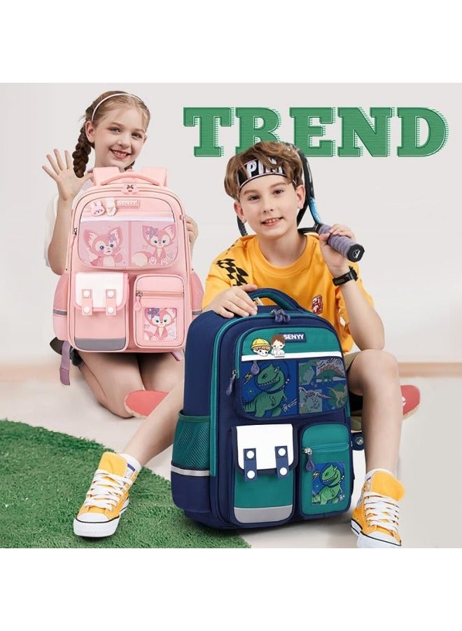 GGEROU School Bag for Girls 2 pcs Set,Kids Backpack with Pencil Bag, Cute School Bags Shoulder Handbags Cartoon Rucksack Large Capacity Bag Waterproof Bags Multiple Pockets Schoolbags - Image 2