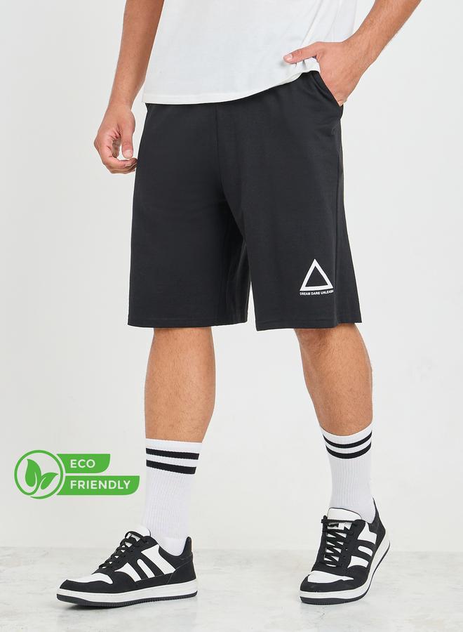 Styli Active Eco Earth Graphic Hem Printed Oversized Shorts - Image 1