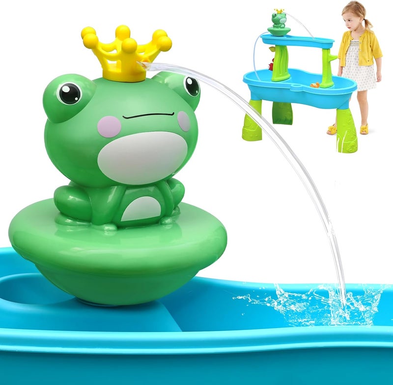 weirtoya Water Table Pump for Toddlers - Battery Powered Cordless Splash Toy for Outdoor Summer Fun (Dark  Green) - Image 1