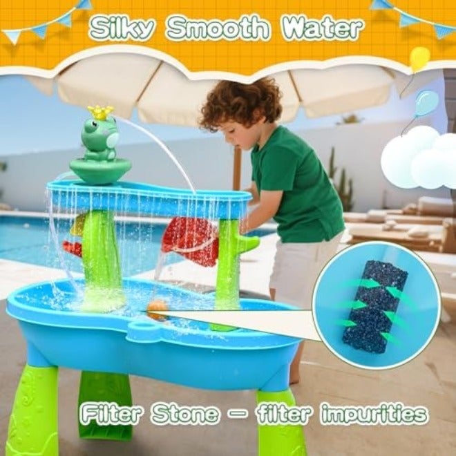 weirtoya Water Table Pump for Toddlers - Battery Powered Cordless Splash Toy for Outdoor Summer Fun (Dark  Green) - Image 4