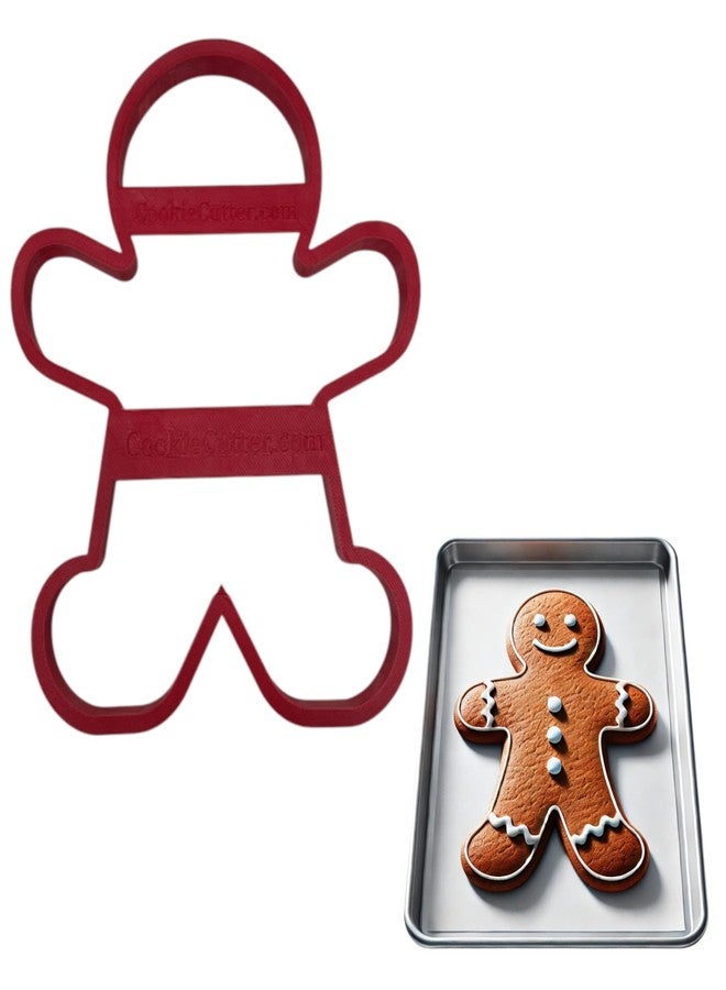 CookieCutter.com قطاعة بسكويت عملاقة على شكل رجل خبز الزنجبيل بحجم 14 بوصة، بحجم صينية خبز كاملة - Image 1
