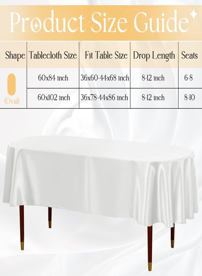 Cobedzy White Satin Oval Tablecloth 60 x 84 Inch for 6-8 Seats, Washable & Wrinkle Resistant Stain Resistant Fabric Table Cover for Wedding, Banquet, Party, Dining, Kitchen, Indoor Outdoor Use - Image 4
