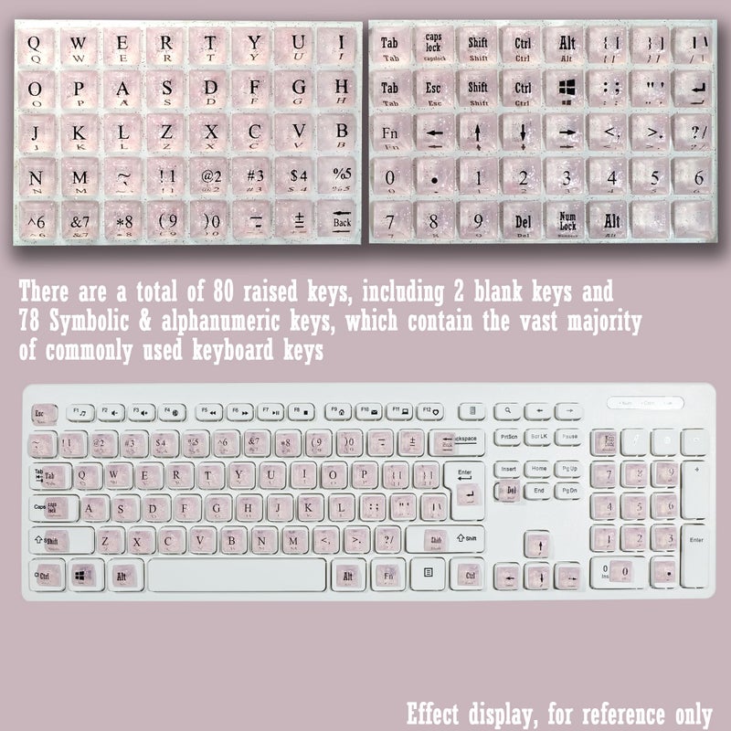 Zooplan 80 Pcs PC Keyboard Stickers for Long Nails Typing and Gaming, â€‹â€‹Anti-Damage Symbolic and Alphanumeric Keys for Nail-Art (Sparkly Pink) - Image 2