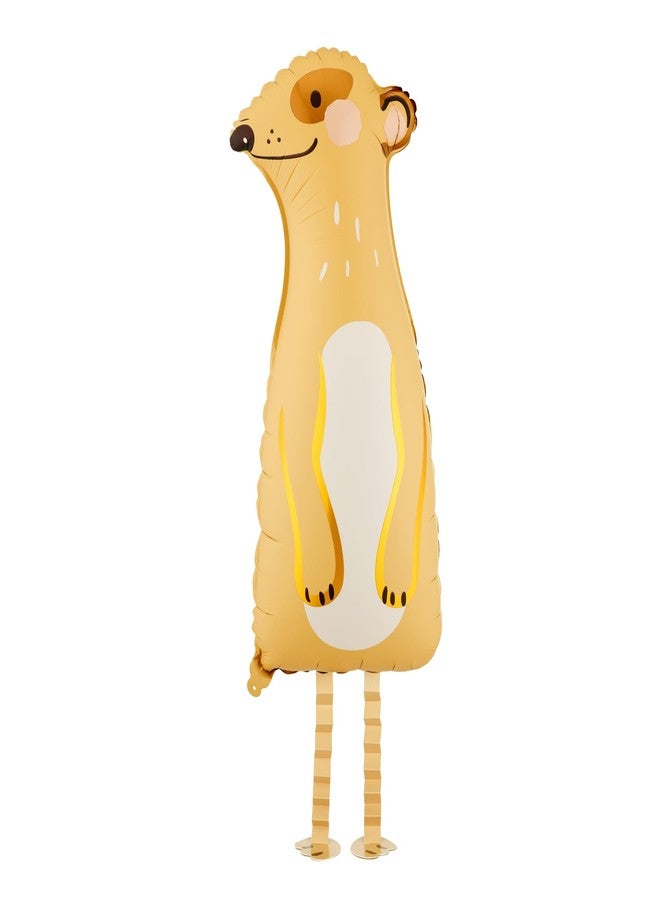 PartyDeco Walking Meerkat Foil Balloon 11 x 27.6 in, Animal Balloon with Legs for Kids Birthday Party, Jungle Safari Decorations, Self Standing, Helium Fill Only - Image 1