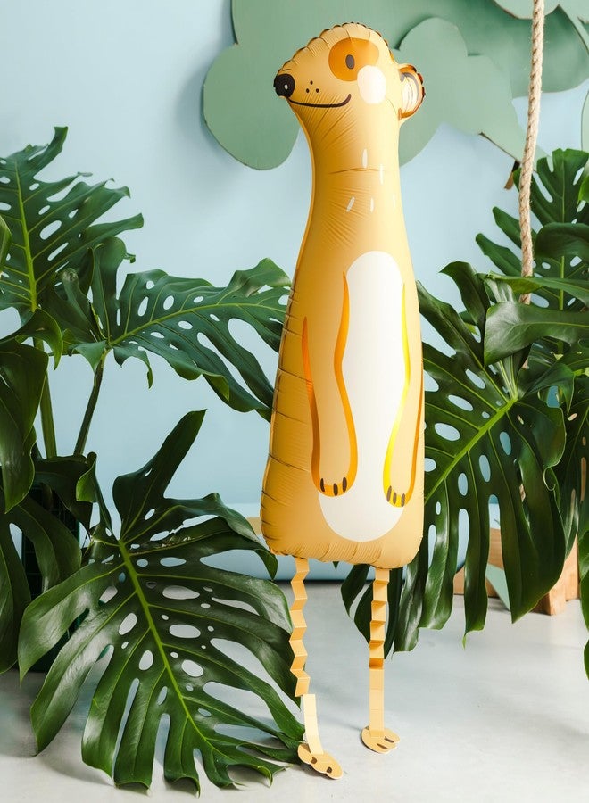PartyDeco Walking Meerkat Foil Balloon 11 x 27.6 in, Animal Balloon with Legs for Kids Birthday Party, Jungle Safari Decorations, Self Standing, Helium Fill Only - Image 2