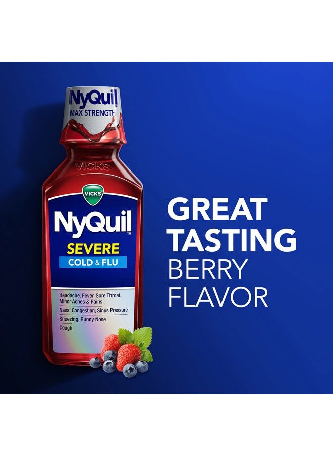 Vicks NyQuil SEVERE Cold, Flu, and Congestion Medicine, 2x12 fl oz Twin Pack, Berry Flavor, Maximum Strength, Nighttime Relief  - Image 5