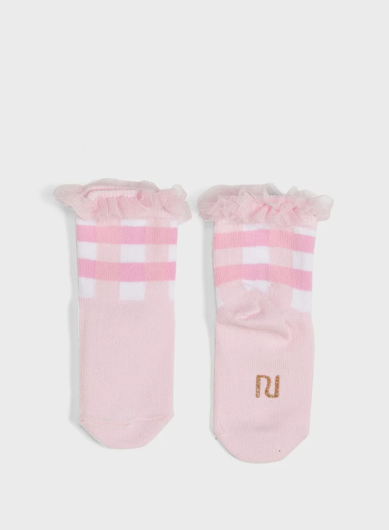 RIVER ISLAND Kids 2 Pack Gingham Frill Socks