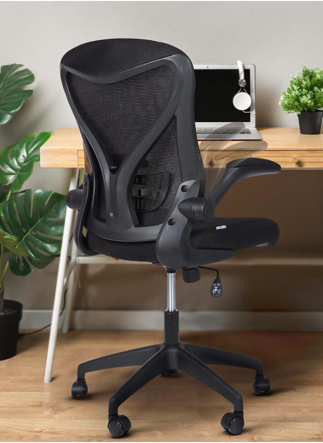 DROGO - DROGO premium Ergonomic Office Chair for Work from Home, High Back Computer Chair with Mesh, Flip-up Armrest, Recline, Adjustable Seat & Lumbar Support | Mesh Chair for Office (Black) - Image 1
