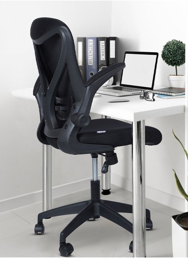 DROGO - DROGO premium Ergonomic Office Chair for Work from Home, High Back Computer Chair with Mesh, Flip-up Armrest, Recline, Adjustable Seat & Lumbar Support | Mesh Chair for Office (Black) - Image 1