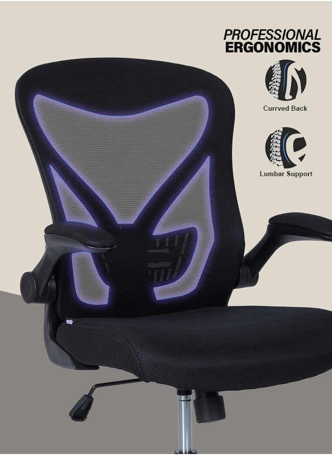 DROGO - DROGO premium Ergonomic Office Chair for Work from Home, High Back Computer Chair with Mesh, Flip-up Armrest, Recline, Adjustable Seat & Lumbar Support | Mesh Chair for Office (Black) - Image 1
