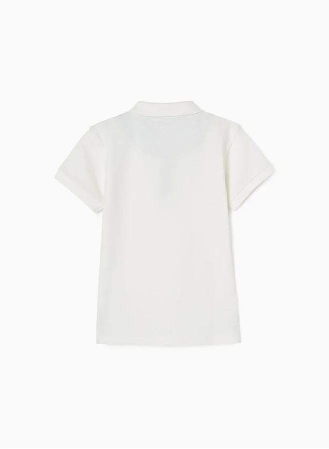 Zippy Polo-Shirt with Oxford Detail for Boys, White
