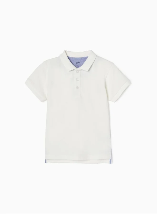 Zippy Polo-Shirt with Oxford Detail for Boys, White