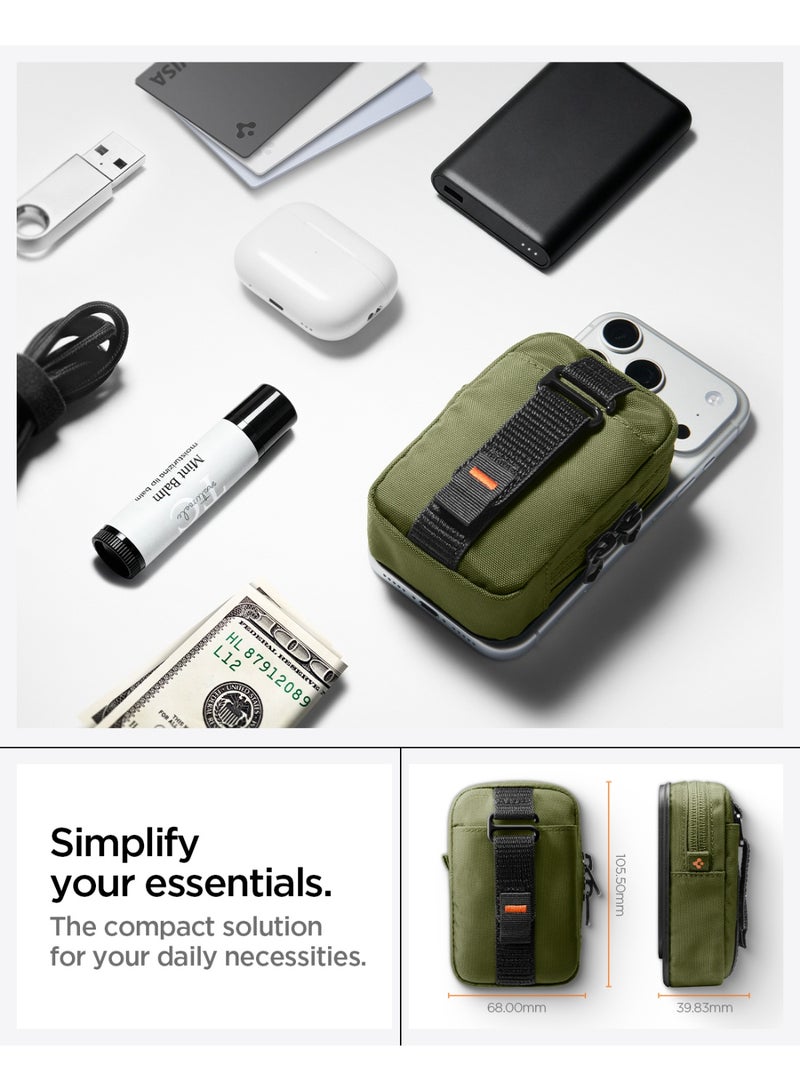 Spigen TinTap Zip (MagFit) Magnetic Pouch Organizer EDC Wallet Accessory SSD Storage Card Holder Belt Backpack Clip PixelSnap & MagSafe for iPhone 17/16/15/14/13/12 Pixel 10 Galaxy & more - Olive Green - Image 3