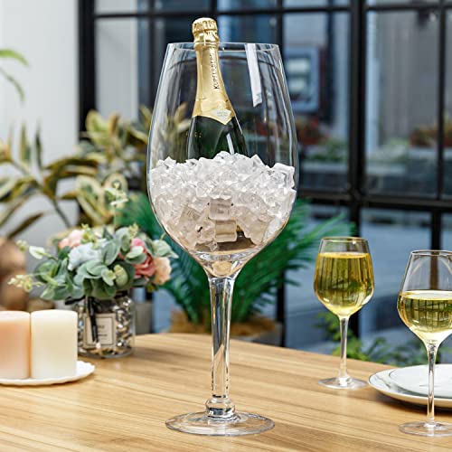 MyGift 20-Inch Giant Clear Decorative Hand Blown Bordeaux Wine Glass Novelty Stemware Magnum Chiller - Image 4
