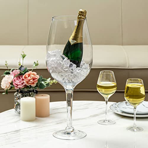 MyGift 20-Inch Giant Clear Decorative Hand Blown Bordeaux Wine Glass Novelty Stemware Magnum Chiller - Image 3