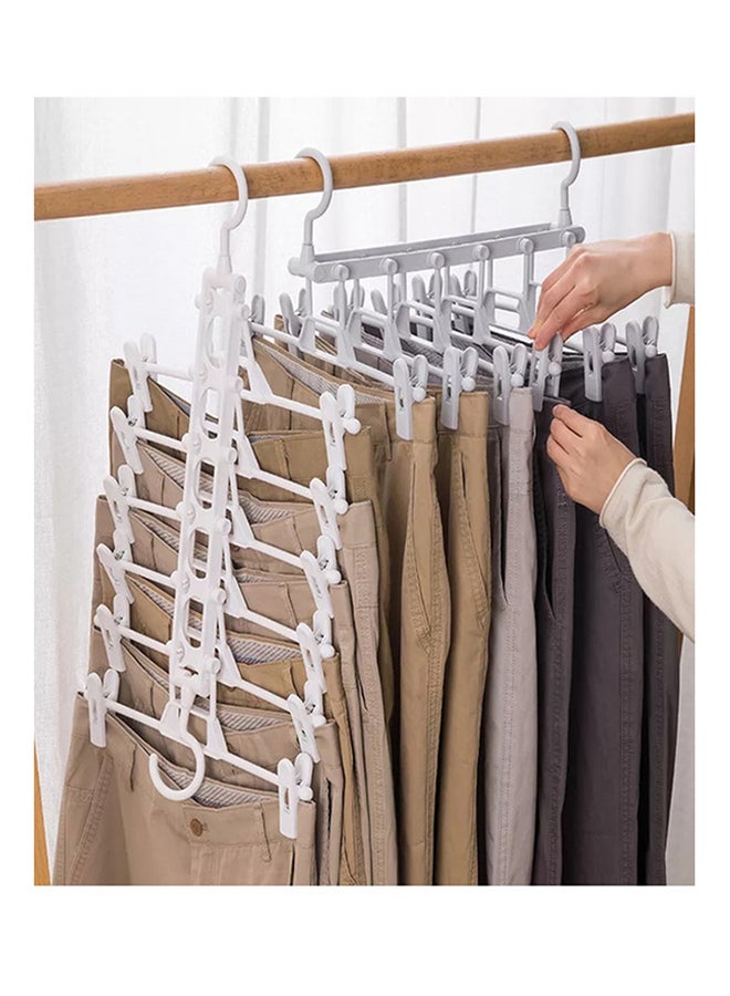 Multi Functional 180 Degree Drying Pants Rack Clothes Plastic Hanger With Anti-Slip Clip Silver 34.5x34x27cm - Image 4