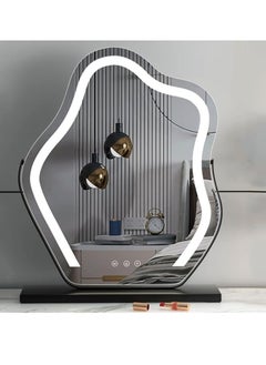 Arabest Vanity Mirror with LED Lights Strip 45X55CM Irregular Cloud Mirror, Lighted Makeup Mirror with Dimmable 3 Light Modes Vanity Mirror for Tabletop or Wall-Mounted Bedroom Dormitory  - Image 1