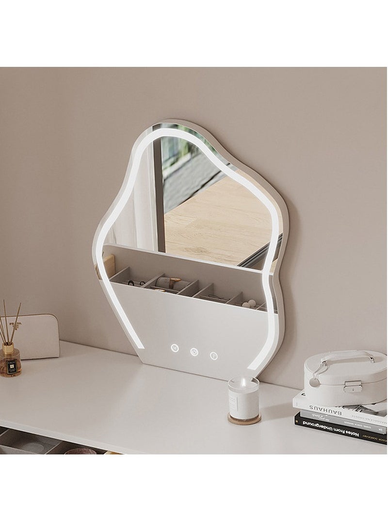 Arabest Vanity Mirror with LED Lights Strip 45X55CM Irregular Cloud Mirror, Lighted Makeup Mirror with Dimmable 3 Light Modes Vanity Mirror for Tabletop or Wall-Mounted Bedroom Dormitory  - Image 2