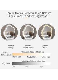 Arabest Vanity Mirror with LED Lights Strip 45X55CM Irregular Cloud Mirror, Lighted Makeup Mirror with Dimmable 3 Light Modes Vanity Mirror for Tabletop or Wall-Mounted Bedroom Dormitory  - Image 5